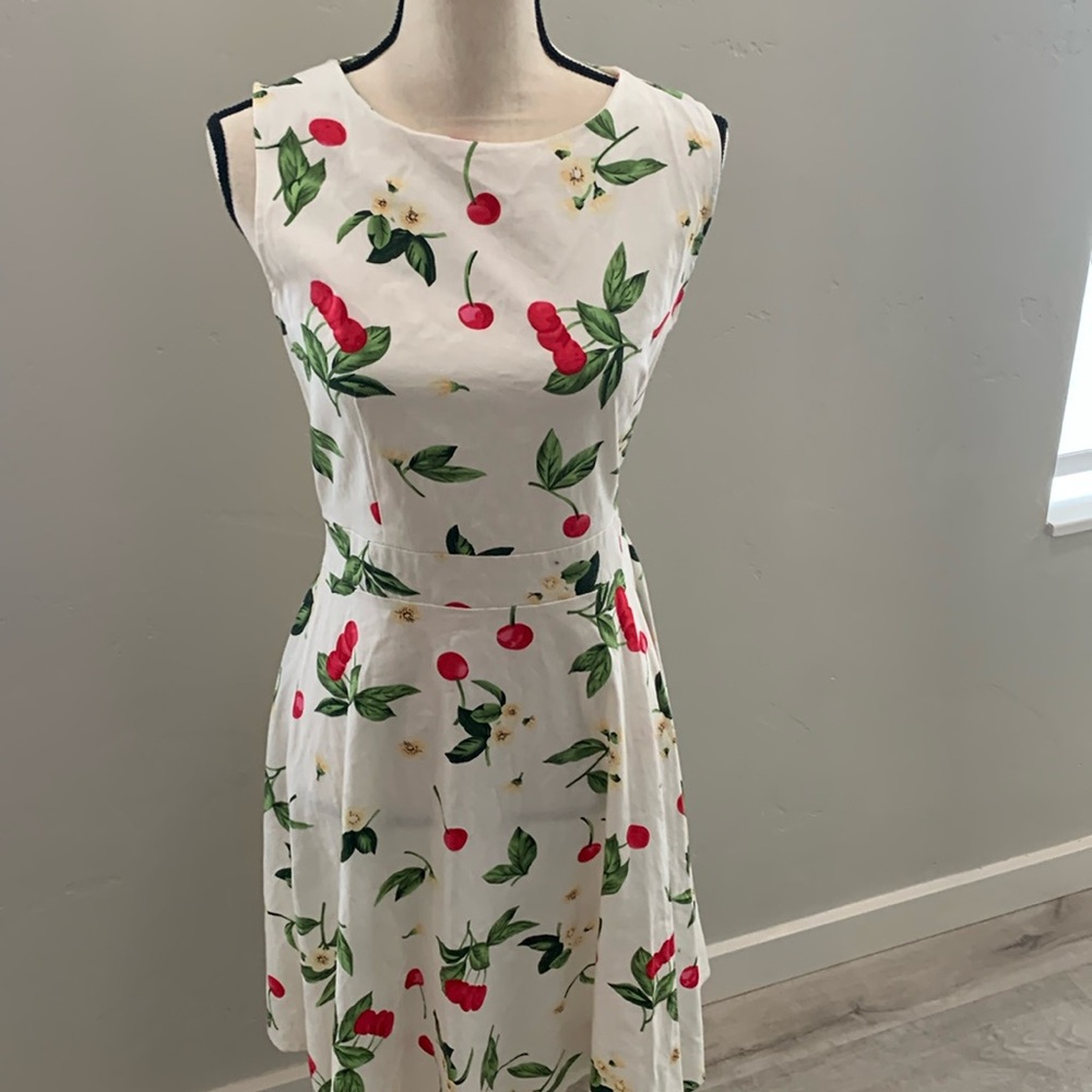 Cherry Print Sleeveless Dresd